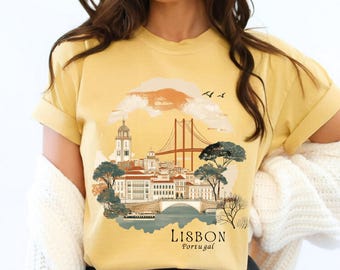 Lissabon Portugal Shirt portugiesische Kunst T-Shirt Lissabon Portugal Geschenk Lissabon Portugal Andenken-Urlaub-Shirt Europäische Stadt Shirt Kunst-Liebhaber-T-Stück