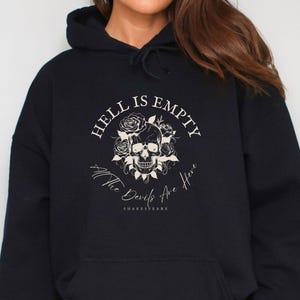 Sudadera con capucha Hell Is Empty Sudadera con capucha Shakespeare Sudadera con capucha Literatura Ropa gótica Sudadera Goth Bookcore Ropa Goblincore Dark Academia