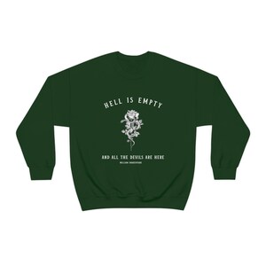 Sudadera Shakespeare Suéter de serpiente Ropa emo Suéter gótico Regalos de Shakespeare Camisa Goblincore Hada Grunge Academia oscura Libro Cuello redondo Forest Green