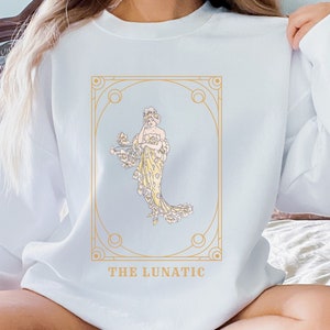 El Lunatic Shakespeare Botanical Tarot Card Sudadera Victoriano Suéter Coqueta Ropa Celestial Tarot Crewneck Sudadera Victoriana