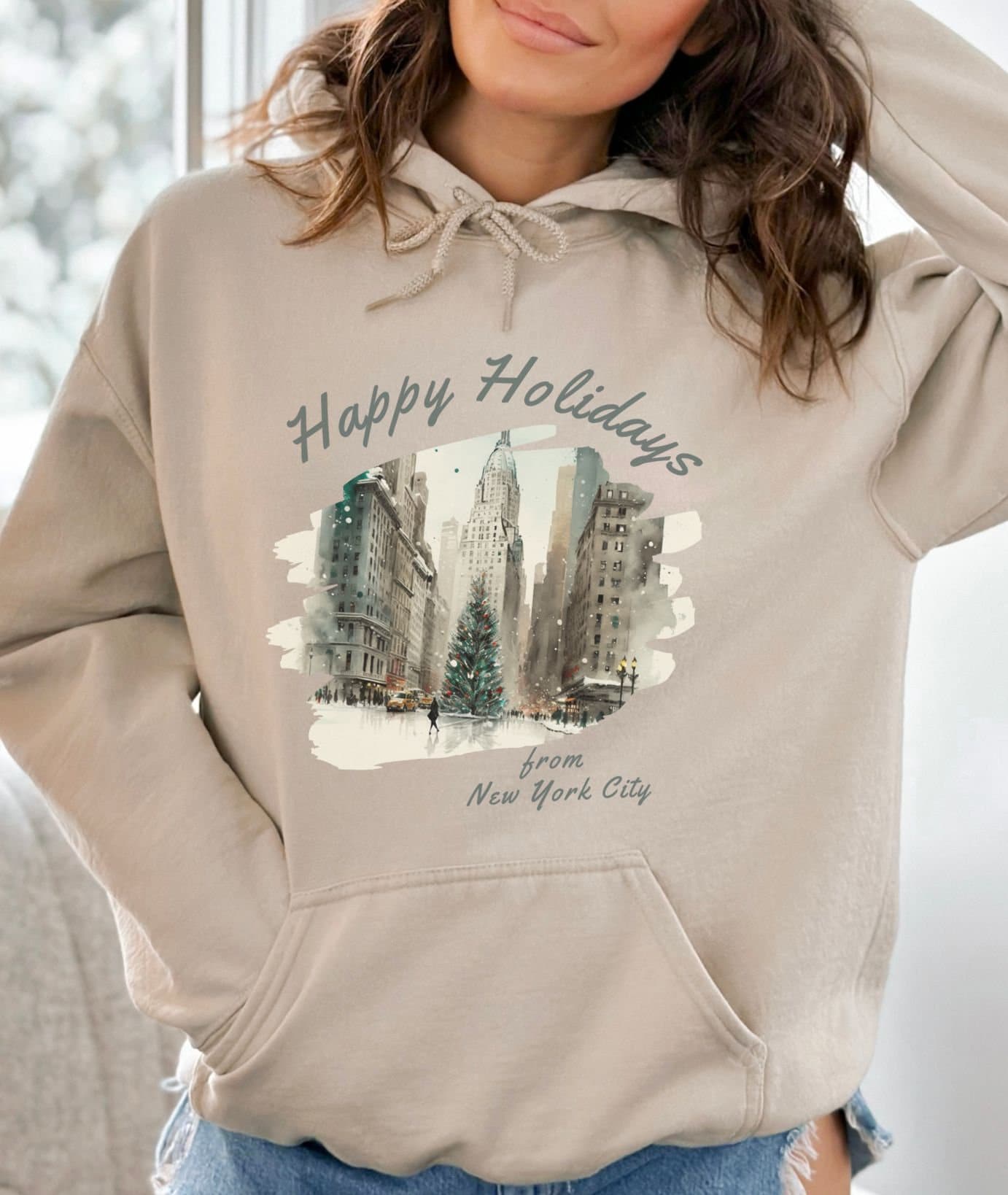 New York City Hoodie New York Sweatshirt Christmas in NYC Sweater 