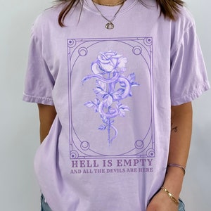 ヘル・イズ・エンプティ シェイクスピア シャツ ゴブリンコア クロージング ダークアカデミア クロージング グランジ Tシャツ シェイクスピア Tシャツ エモ ボタニカル タロットカード Tシャツ