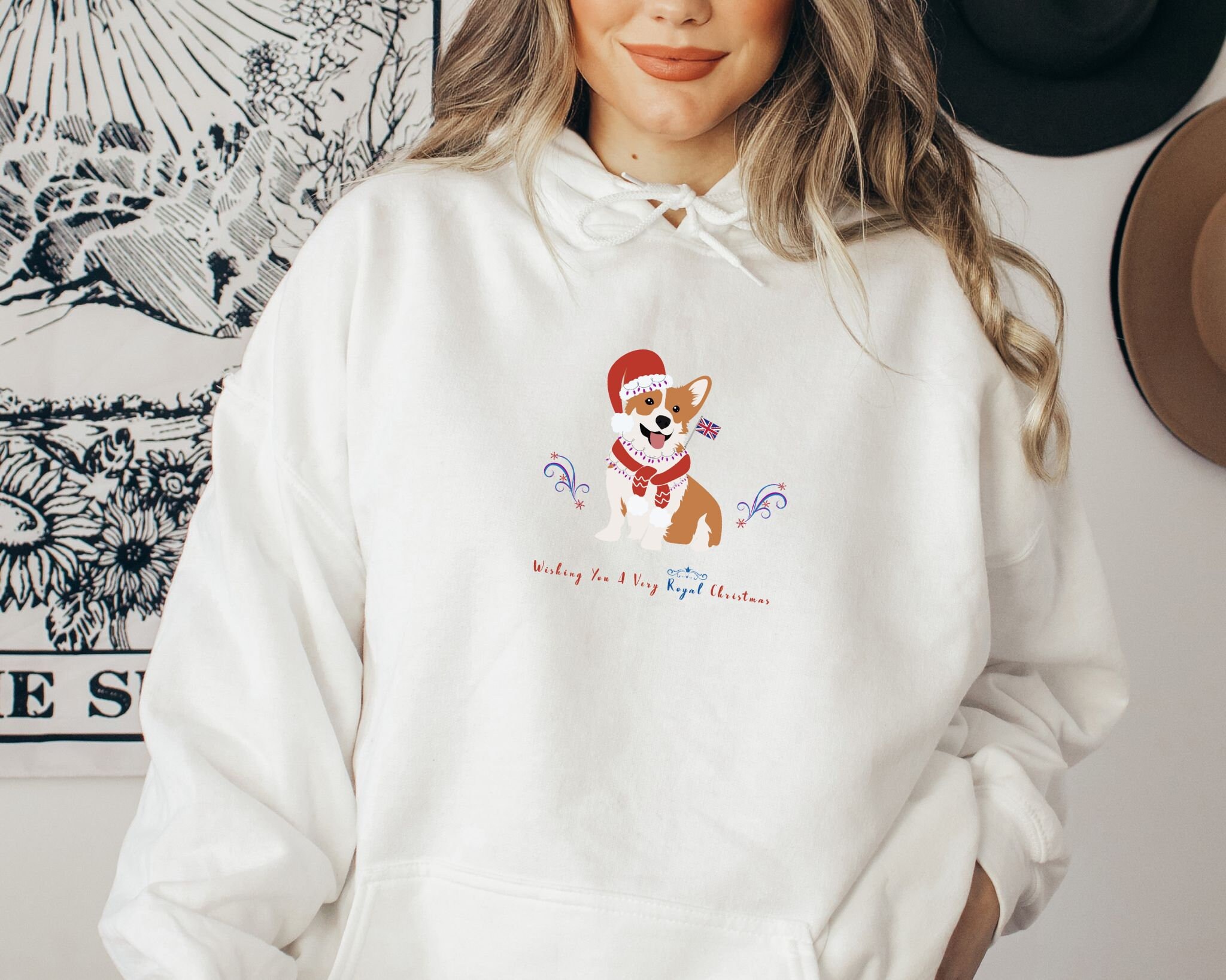 Queens Corgi Hoodie Watercolor Corgi Christmas Corgi Sweatshirt