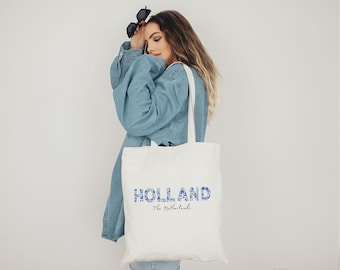 Delft Holandia Torba Tote Torba Holenderska Folk Art Estetyczna Torba Tote Cottagecore Tote Bag Holland Souvenir Artsy Torba Tote Europe Torba Wakacyjna