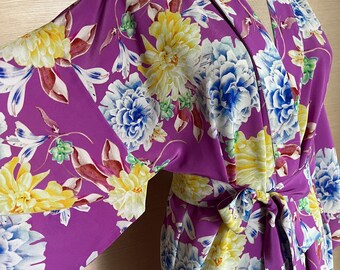Kimono i ren siden - Italienskt tryck, en storlek, loungewear