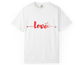 Love Script Heart Arrow Typography T-shirt | Valentine Tee, Romantic Typography