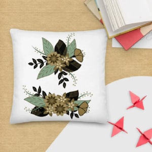flower wreath, Style For Summer, Indonesian Batik White, Dried flower wreath, Premium Pillow