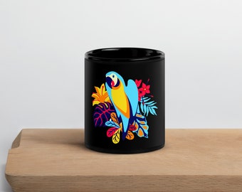 Illustration Of Macaw Parrot With Tropical Plants Clipart Transparent  Hd Hand drawn Mug