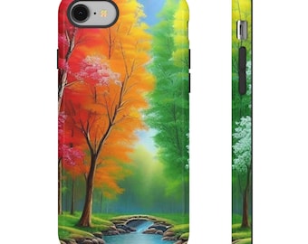 Colorful Autumn Forest Rainbow Trees Tough Case | Phone Case, Autumn River Landscape