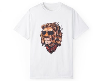 Lion Face, Lion King Visage, Courageous Cats, JungleRoyalty, Unisex Garment-Dyed T-shirt