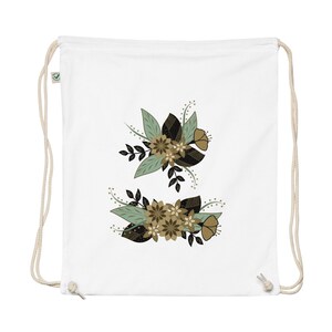 Batik Pattern Style Of Wreath Flower White Transparent Organic cotton drawstring bag