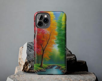 Autumn Forest Stream Phone Case | Colorful Fall Trees Landscape