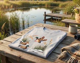Mallard Ducks T-Shirt | Duck Lover Tee | Nature Bird Graphic Shirt,Unisex Heavy Cotton Tee