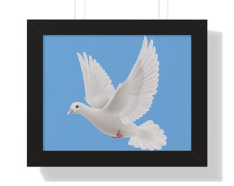 Dove Bird, PeacefulDove, GentleNature, SoftCooing, Framed Horizontal Poster