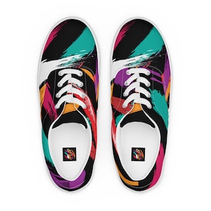 Abstract Geometric Background, Colorful Image Modern Style,  Made Of Various Rounded, Men&#39;s lace-up canvas shoes