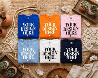 Gildan 18000 Tshirt Flat Lay Mockup BundleT-Shirt Flatlay Mock-up Bundle,