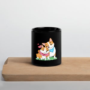 Cute Pet, Hand Drawn, Corgi Dog, Cute Animal, Clipart, PNG Images, Corgi Dog Black Glossy Mug