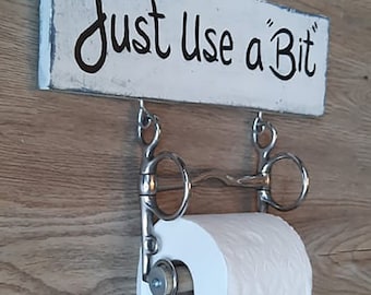 Just Use A Bit Horse Bit Toilet Paperl Holder Distressed Plaque - Ported Pelham Style