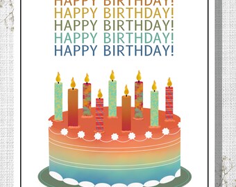 Tarjeta de pastel de feliz cumpleaños