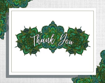 Tarjeta de agradecimiento con tres mandalas