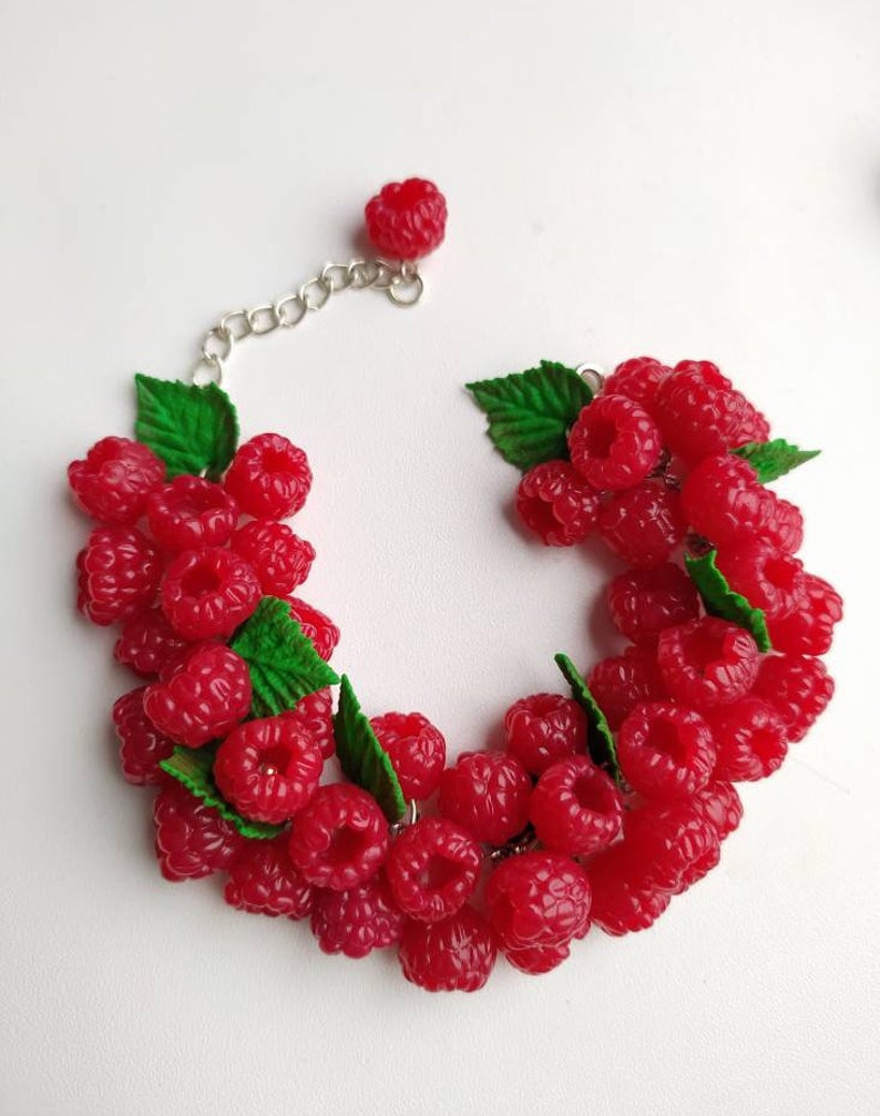 Raspberry Bracelet Raspberry Earrings Polymer Clay Jewelry Etsy