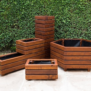 Modern Wooden Planter, Outdoor Garden Furniture, Fully Lined, Custom Bespoke Sizes