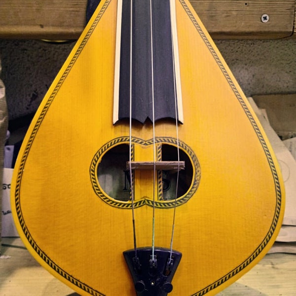 Cretan Lyra Handmade with Spruce Top and Pidgeon design on the back set with soft case bow extra set Dogal strings.