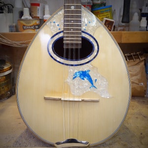 Advance Greek Handmade Bouzouki 8-strings with light blue dolphin design