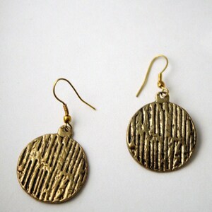 Brass, Hand-crafted, Eco Friendly Etched Circles Earrings