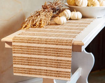 Handwoven Banana Fiber Table Runner ~ Natural Woven Table Linen ~ Artisan Home Table Decor for Sustainable Dining | Natural Cotton Runner