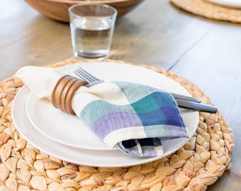 Handwoven Cotton Napkins Set of 4 ~ Reusable Cloth Dinner Napkins ~ Fair Trade Geometric Table Linens Napkins ~ Artisan Wedding Table Decor