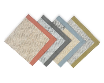 Set of 4 Hand Block Printed Cotton Napkins, Reusable Geometric Dinner Napkins, Reverie