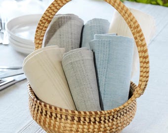 Set of 2 Handwoven Kora Cotton Napkins ~ Unbleached Reusable Cloth Napkins for Fall Table Decor ~ Fair Trade Artisan Dinner Linens