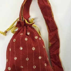 Hand-Embroidered, Reusable, Fair Trade, Pure Cotton Drawstring Reflection Bag