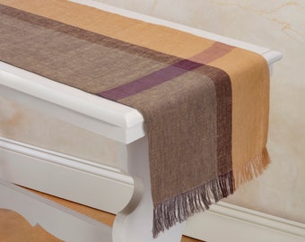 Handwoven Flax Linen Table Runner, Multi-Tone Neutral Dining Decor, Flax Line