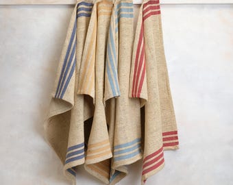 Set of 2 Handwoven Kora Cotton Kitchen Towels ~ Reusable Absorbent Dish Towels for Farmhouse Kitchen ~ Fair Trade Artisan Tea Towels