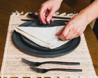 Set of 4 Handwoven Banana Fiber Placemats, Natural Dining Decor, Fair Trade, Table Classics