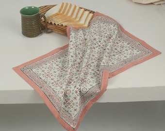 Hand Block Printed Kora Cotton Kitchen Towels (Set of 2) ~ Absorbent Tea/Dish Towels ~ Fair Trade Farmhouse Kitchen Decor ~ Lint Free Towels