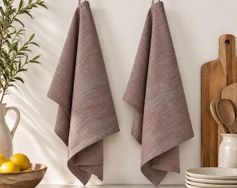 Set of 2 Organic Cotton Kitchen Towels ~ Traditional Tea Towels ~ Kitchen Decor ~ Dish Towels ~ Hanging Towels ~ Fall Hosting Decor