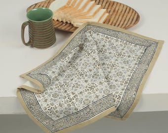 Set of 2 Hand Block Printed Cotton Kitchen Towels ~ Absorbent Tea Towels ~ Fair Trade Farmhouse Decor ~ Dish Towels ~ Kitchen Hosting Gift