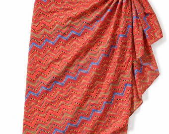 Hand Screen Printed Cotton Sarong ~ Lightweight Beach Wrap, Skirt & Cover Up ~ Fair Trade Fall Travel Gift ~ Traditional Indian Sarong