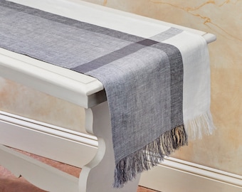 Handwoven Flax Linen Table Runner | Fair Trade Neutral Decor, Flax Line