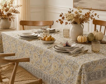 Handwoven Cotton Tablecloth | Kora Cotton Table Linen for Modern Farmhouse ~ Fall Hosting Artisan Table Decor ~Sustainable Housewarming Gift