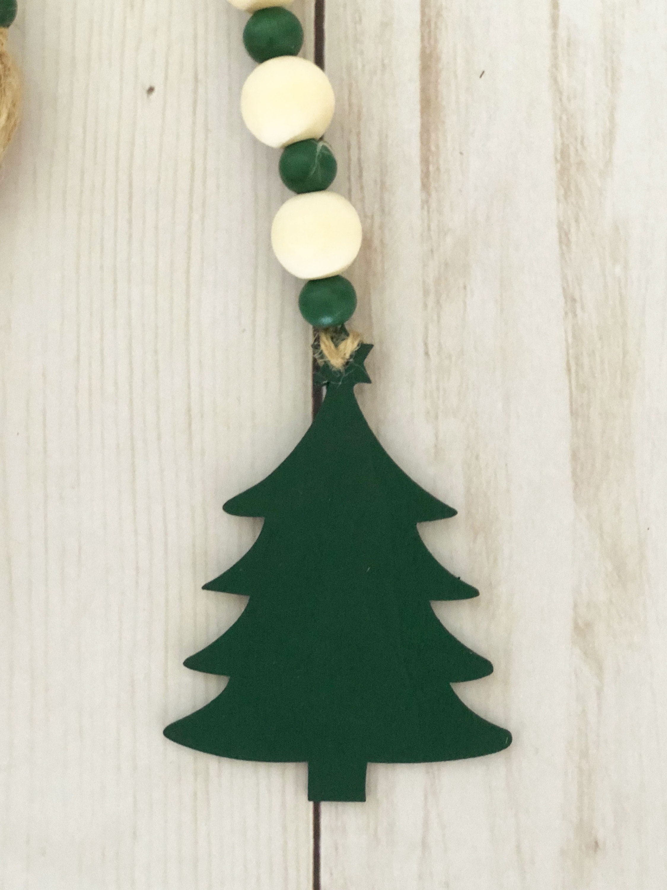 Rustic Christmas Tree Wood Bead Garland Etsy