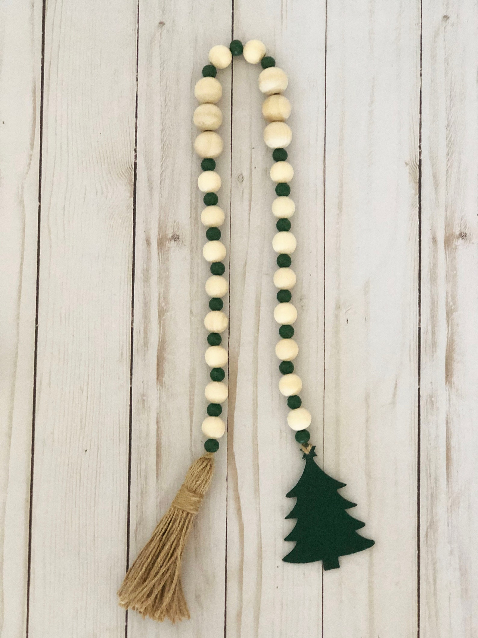Rustic Christmas Tree Wood Bead Garland Etsy