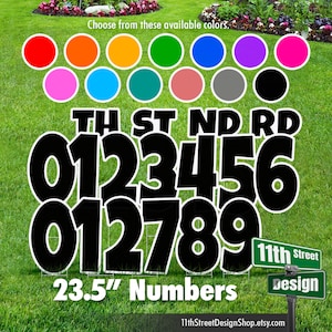 23.5" Numbers Luckiest Guy, Large Yard Sign Number Set Includes 0-9 plus st, nd, rd, th, Big Lawn Numbers, Yard Card Business Supplier