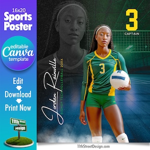 Volleyball Poster Canva Template, Design Your Own Custom Senior Volleyball Team Sports Posters in Canva, Reflection