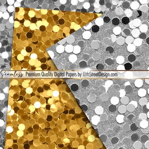 Seamless Gold & Silver Glitter Digital Paper Pattern Backgrounds ...