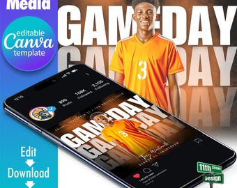 Soccer Game Day Social Media Canva Template, Design Your Own Sports Team Instagram, Facebook & (X) Twitter Match Day Posts, The GOAT