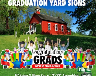 Preschool & Kindergarten Graduation Lawn Sign Decorations, EZ Filler Yard Card Display Perfect Prop For Class Photos!